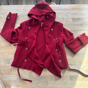 Free People Vibrant Red Wool Jacket